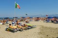 People resting on the beach in Viareggio, Italy Royalty Free Stock Photo