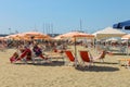 People resting on the beach in Viareggio, Italy Royalty Free Stock Photo