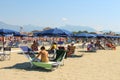 People resting on the beach in Viareggio, Italy Royalty Free Stock Photo