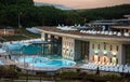 People resting in hot water pools of the Saliris resort in Egerszalok