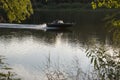 People resting and sailing. Summer beach on one of the banks of river Desna. Oster, Ukraine. Juny 17, 2017