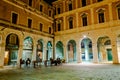 People resting on square at night