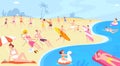 People rests on island beach. Person enjoy sea landscapes ocean horizon, travel summer vacation happy woman in bikini