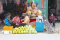 People retail shop fruits hats, Xingping, ancient China