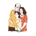 People reunion concept. Aged parents or grandparents embracing their daughter or granddaughter. Supporting happy family Royalty Free Stock Photo