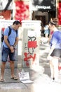 People reunited on Barcelona`s Rambla after terrorist atack.