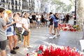 People reunited on Barcelona`s Rambla after terrorist atack.