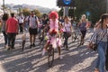 People riding bicycles with baloons and fancy stuff in Izmir and on the day of Fancy Woman bike tour