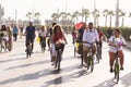 People riding bicycles with baloons and fancy stuff in Izmir and on the day of Fancy Woman bike tour