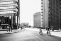 People riding bicycles, enjoying the Car Free Day in Brussels in Schuman Square