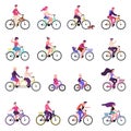 People riding bikes. Outdoor activities, group of people riding bicycles, bike riding, active family healthy lifestyle