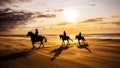 People Riding Horses at the Beach