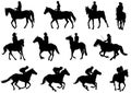 People riding horses silhouettes