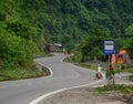 People riding motorbikes on rural road in Lang Son, Vietnam Royalty Free Stock Photo