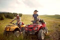 People riding on quad bike.quad bikes on the mountains