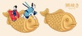 People riding on taiyaki snacks