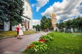 People on the road to the Predtechenskaya church