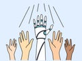 People and robot hands