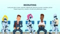 People and Robot Sit in Queue for Job Interview