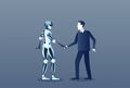 People And Robots Handshake Modern Human And Artificial Intelligence Futuristic Mechanism Technology