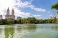People roll boats Central park in summer, NYC. Royalty Free Stock Photo