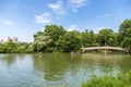 People roll boats Central park in summer, NYC. Royalty Free Stock Photo