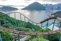 People on roller coaster on Hong Kong Ocean Park