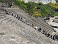 People in Roman amphitheatre, Lyon, France Royalty Free Stock Photo