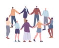 People round dance, friends group circle. Community dancing, international friendship. Person holding hands Royalty Free Stock Photo