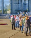 People in a Row at Antel Tower Viewpoint, Montevideo, Uruguay