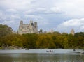 People row boats on The Lake in Central Park, New York City in autumn Royalty Free Stock Photo