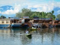 People rowing boat on Dal lake in Srinagar, India Royalty Free Stock Photo