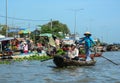 People rowing boat on Mekong river in Soc Trang, Vietnam Royalty Free Stock Photo