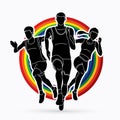 People run, runner, marathon running, team work running, group of people running graphic vector