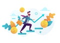 People run to their goal on the stairs , move up motivation, the path to the target`s achievement. Vector illustration Royalty Free Stock Photo