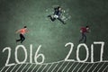 People running and compete toward 2017