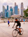 People running and cycling Singapore Royalty Free Stock Photo