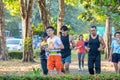 The people running exercise for health in the BangYai park , Non