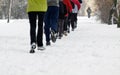 People running in winter park