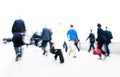 People Rushing Work Commuter Walking Concept