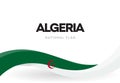 The People`s Democratic Republic of Algeria waving flag banner. Algerian green and white patriotic ribbon poster Royalty Free Stock Photo