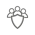 People safety icon. Community care, person group save, protection team symbol. Vector illustration. EPS 10.