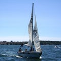 People sailing yacht in sea Royalty Free Stock Photo