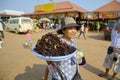 People sale fried bugs, Royalty Free Stock Photo