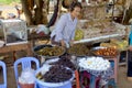 People sale fried bugs, Royalty Free Stock Photo