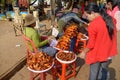 People sale fried bugs, Royalty Free Stock Photo