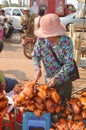 People sale fried bugs, Royalty Free Stock Photo