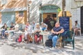 People sat outside cafe Royalty Free Stock Photo
