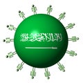 People on Saudi Arabian flag sphere Royalty Free Stock Photo