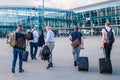 People say goodbye at at Danylo Halytskyi International Airport